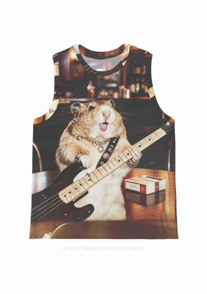 Hamster Bassist Techno Y2K Mesh Muscle Tank Cherrykitten