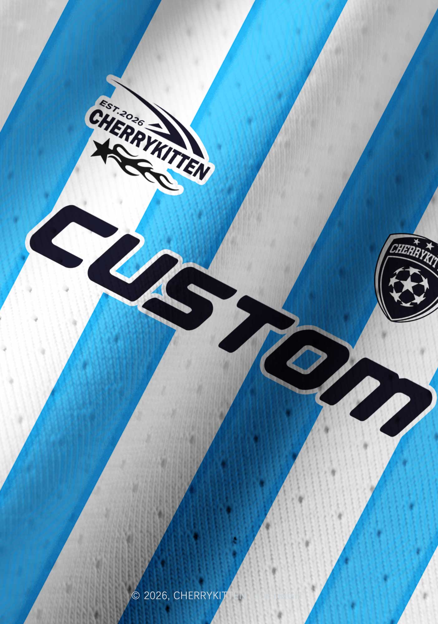 Custom Text Number Blue White Stripes Y2K Crop Football Jersey Shirts Cherrykitten