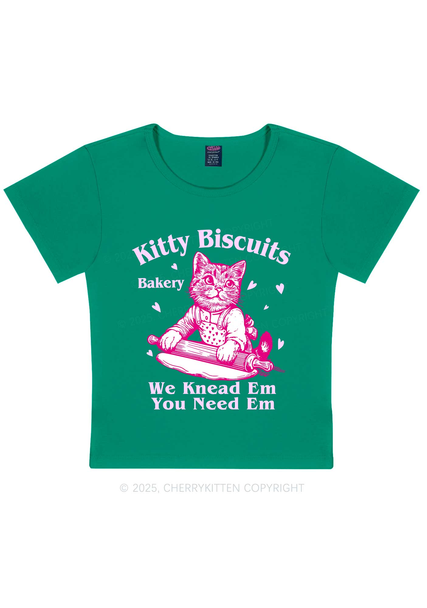 Kitten Biscuits Bakery Valentine's Day Y2K Baby Tee Cherrykitten