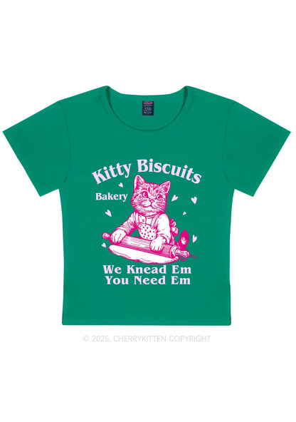 Kitten Biscuits Bakery Valentine's Day Y2K Baby Tee Cherrykitten