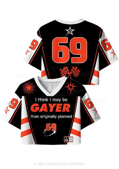 I May Be Gayer Pride Y2K Crop Sport Jersey Shirts Cherrykitten