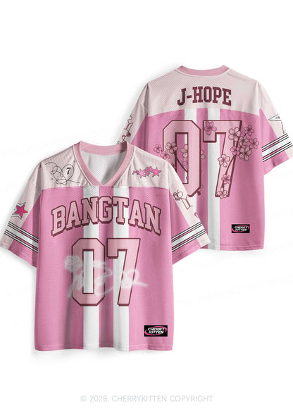 Pink Sakura Korean Boys Y2K Sport Jersey Shirts Cherrykitten
