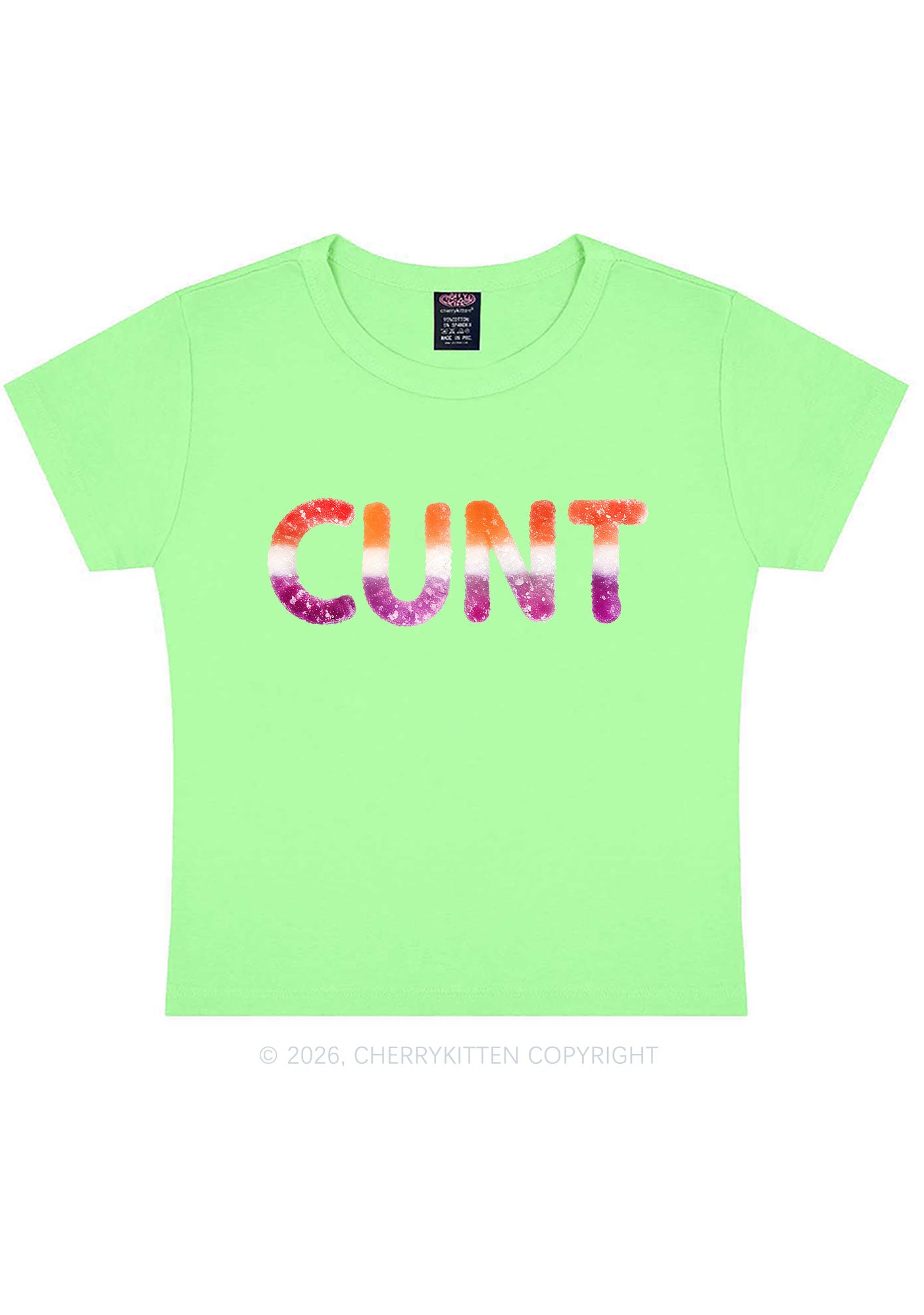 Lesbian Candy Cxxt Pride Y2K Baby Tee Cherrykitten