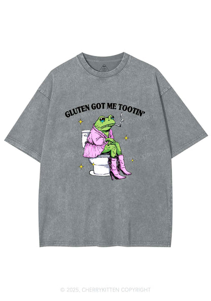 Gluten Got Me Tootin Y2K Shirts Washed Tee Cherrykitten