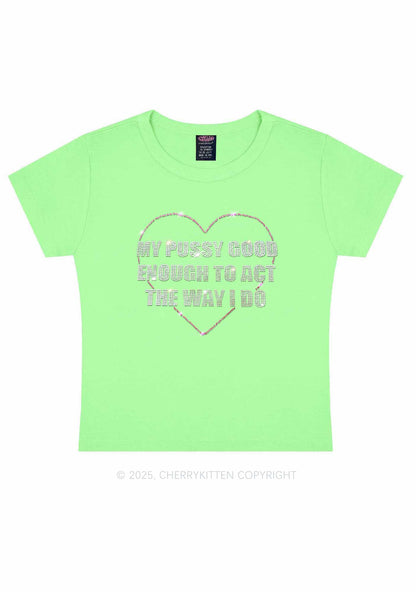 Rhinestone Good Enough To Act Y2K Baby Tee Cherrykitten