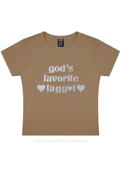 Glitter Gods Favorite Faggot Pride Y2K Baby Tee Cherrykitten