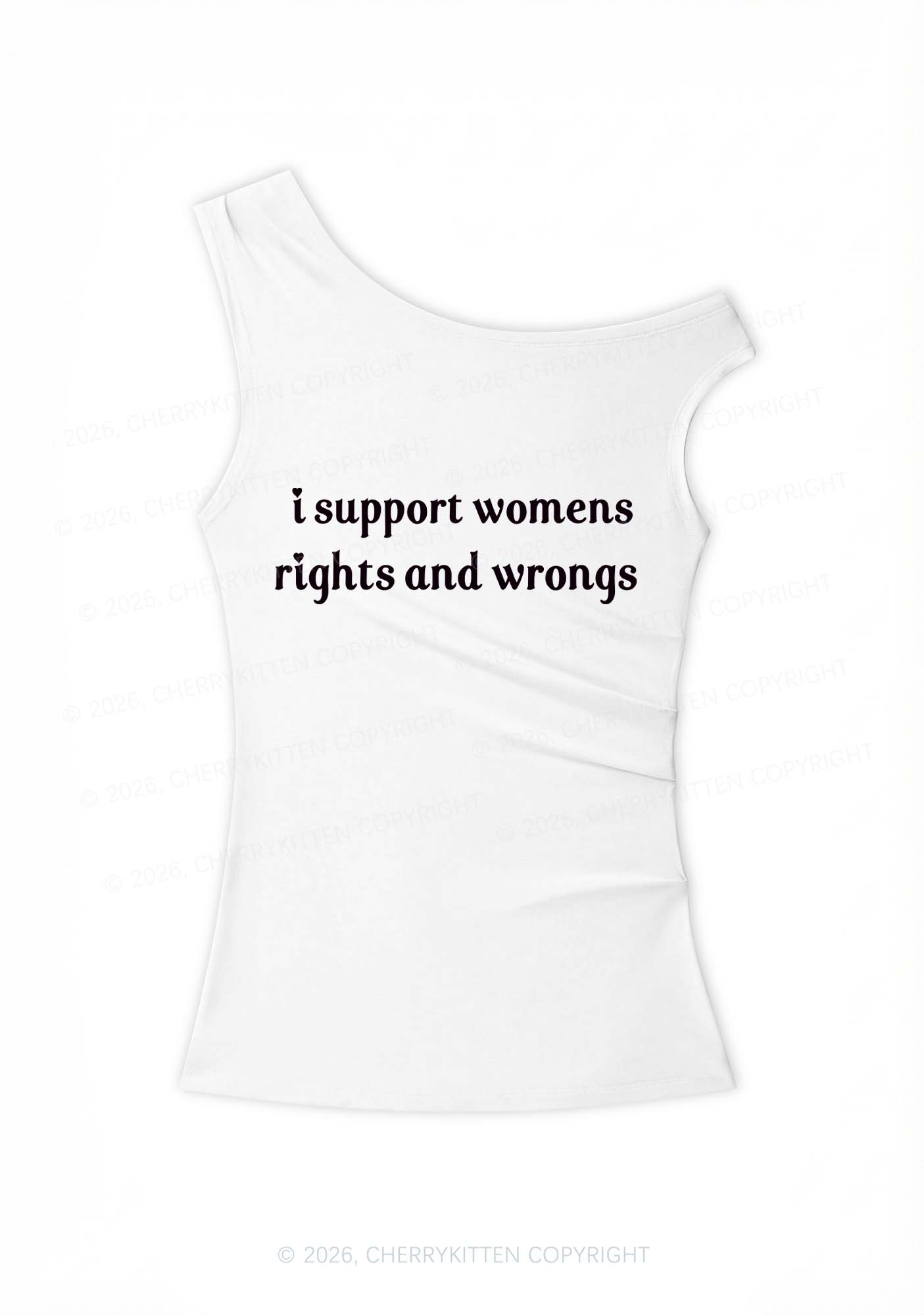 I Support Women Y2K Off Shoulder Tank Top Cherrykitten