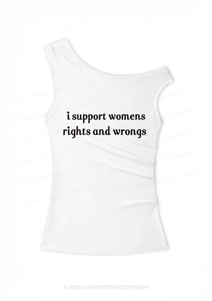 I Support Women Y2K Off Shoulder Tank Top Cherrykitten