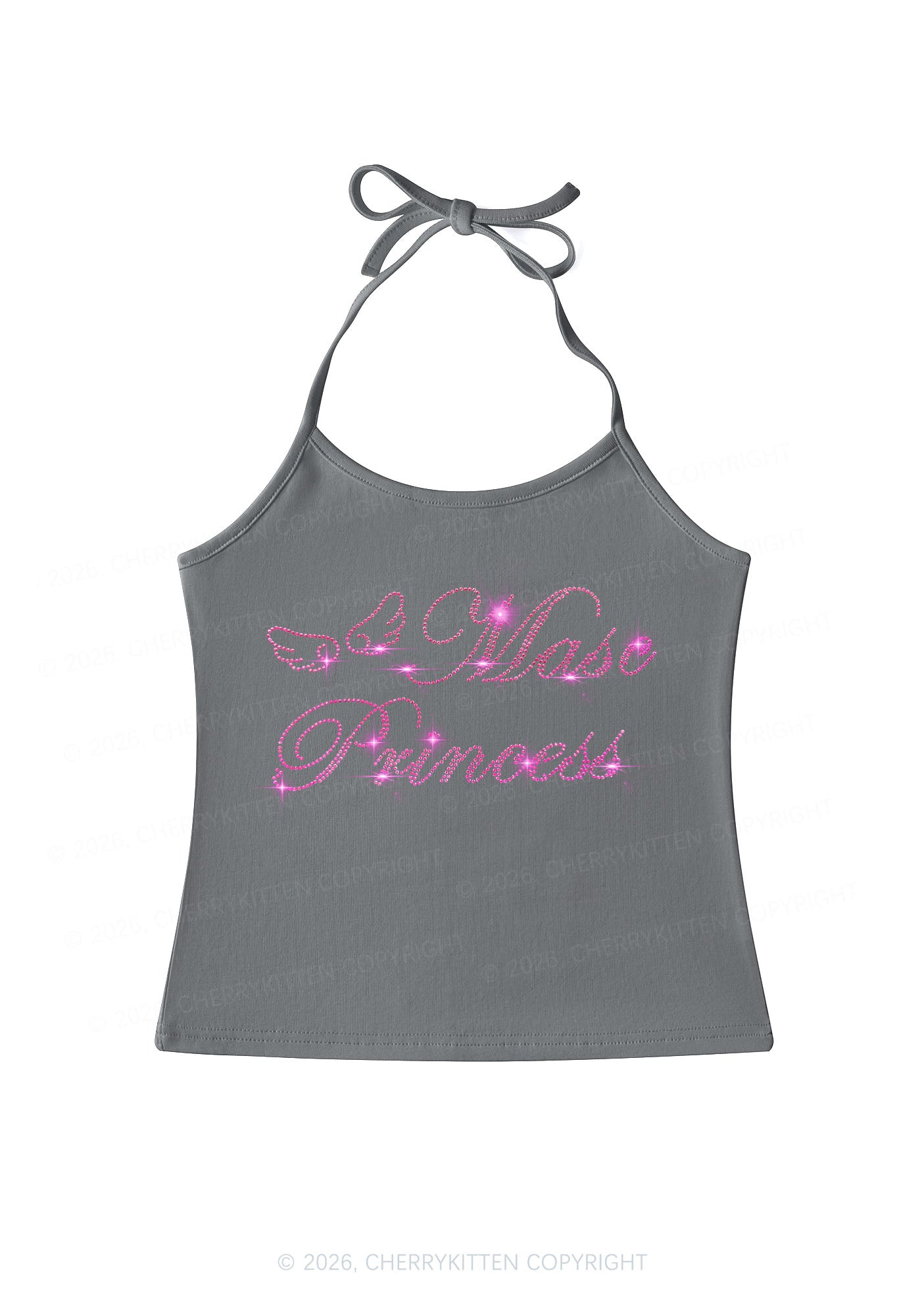 Rhinestone Masc Princess Pride Y2K Halter Neck Cami Cherrykitten