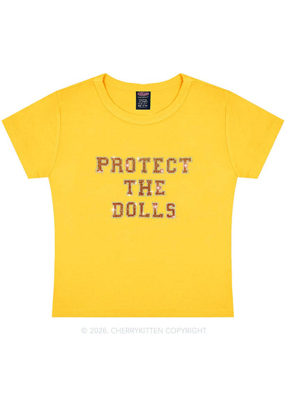 Rhinestone Protect The Dolls Pride Y2K Baby Tee Cherrykitten