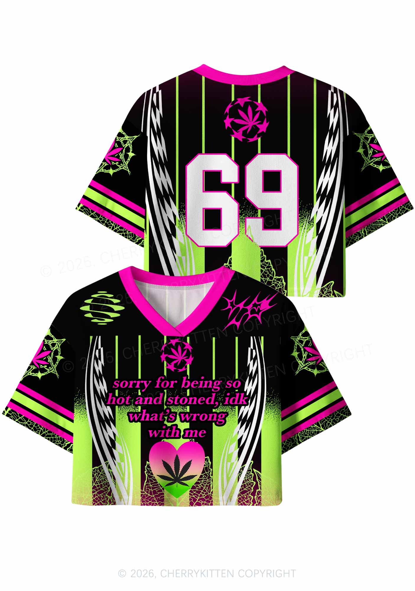 Sorry For Being Hot And Stoned Y2K Crop Sport Jersey Shirts Cherrykitten