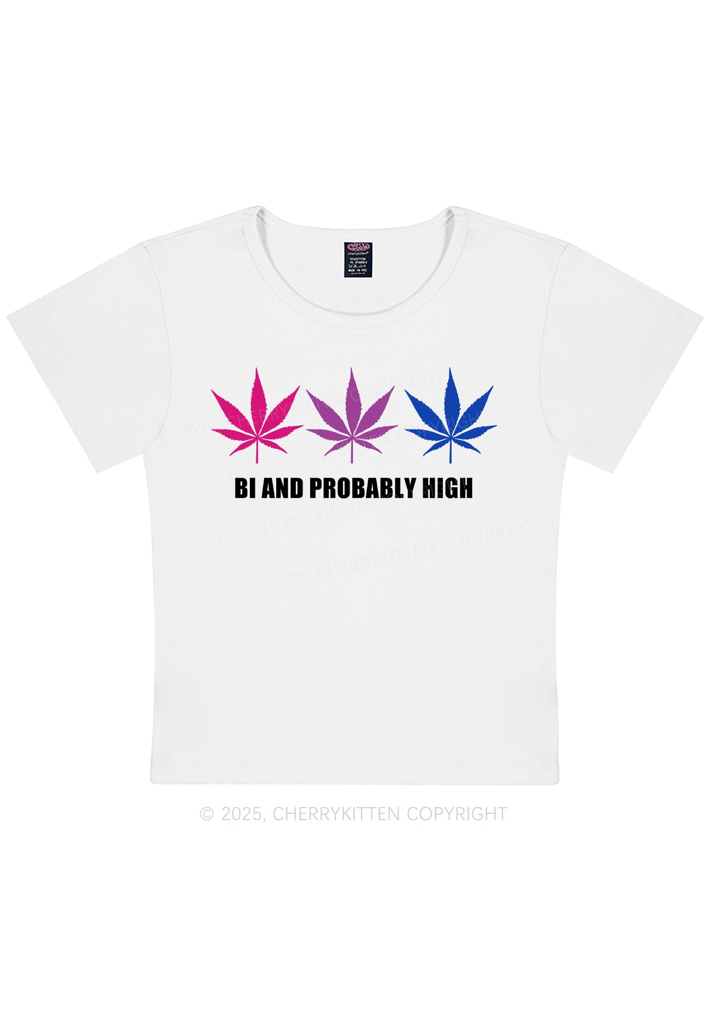 Bi Probably High Pride Y2K Baby Tee Cherrykitten