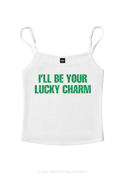 Glitter Be Your Lucky Charm St Patricks Y2K Spaghetti Strap Cami Cherrykitten