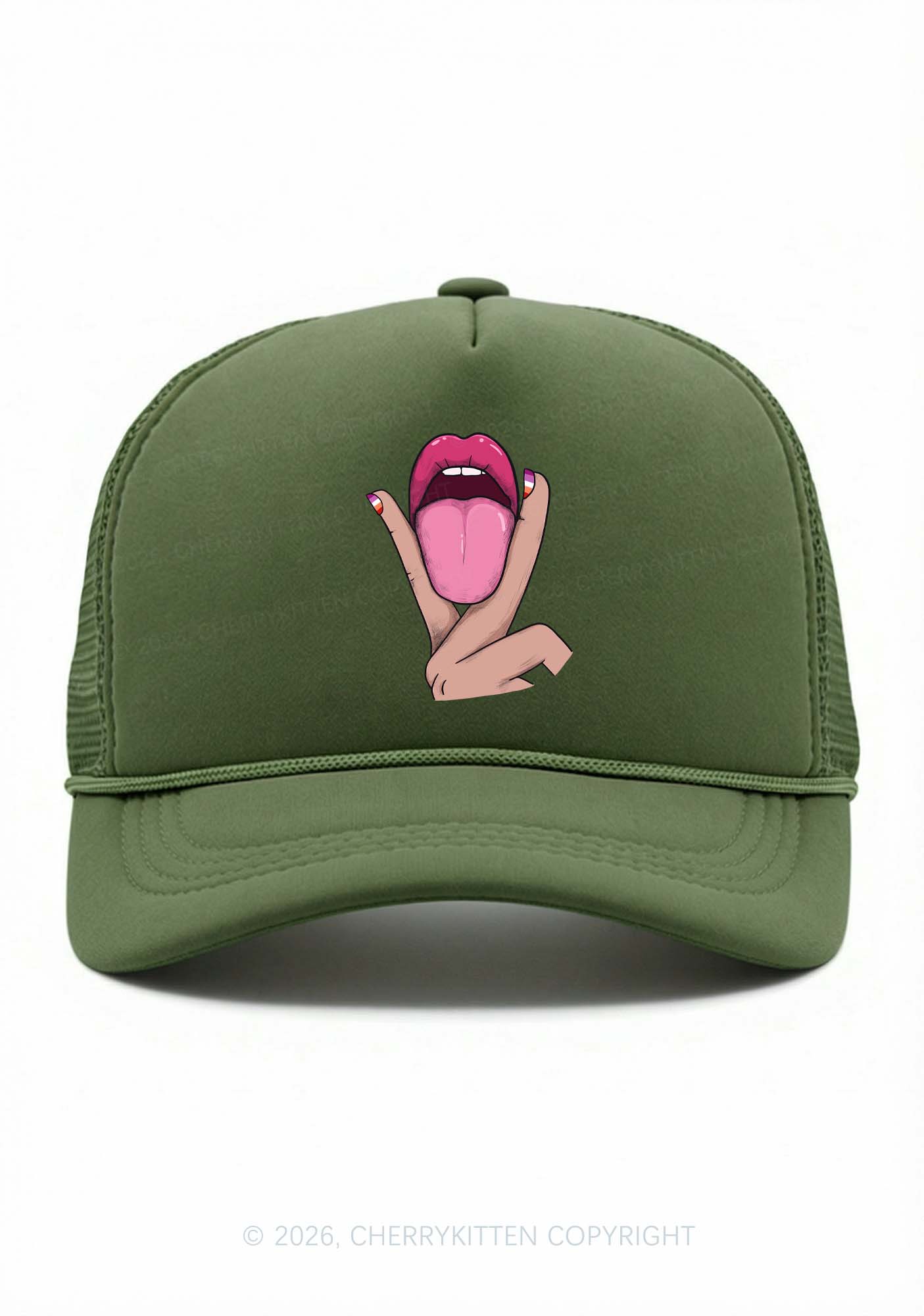 Lesbian Kissing Pride Y2K Trucker Hat Cherrykitten