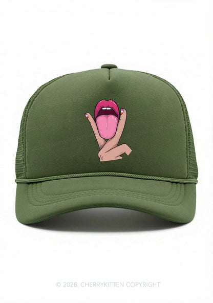Lesbian Kissing Pride Y2K Trucker Hat Cherrykitten