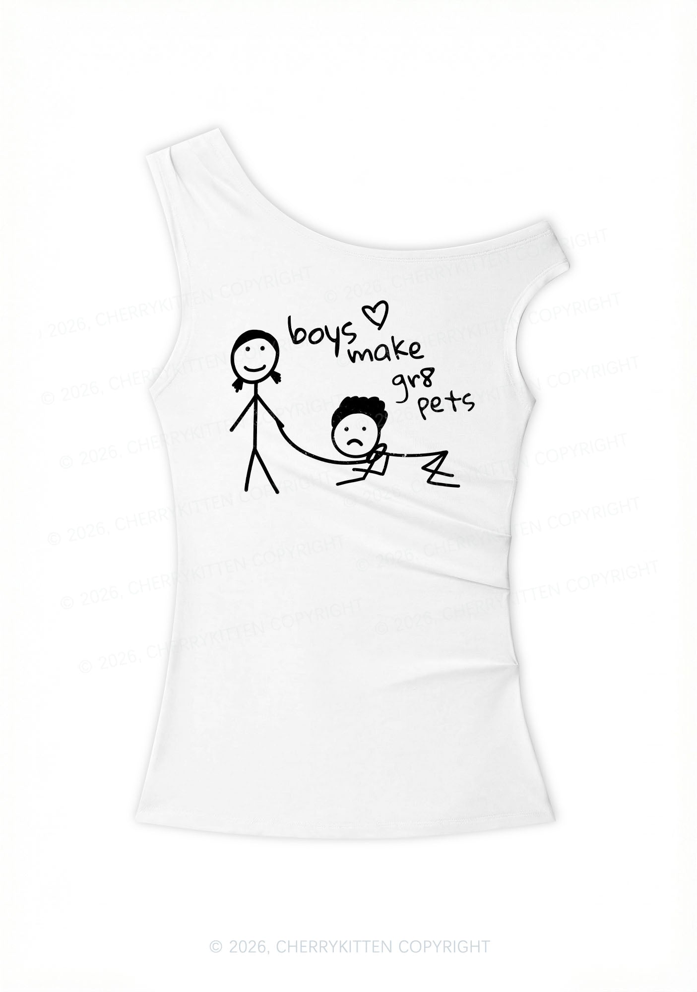 Boys Make Gr8 Pets Y2K Off Shoulder Tank Top Cherrykitten