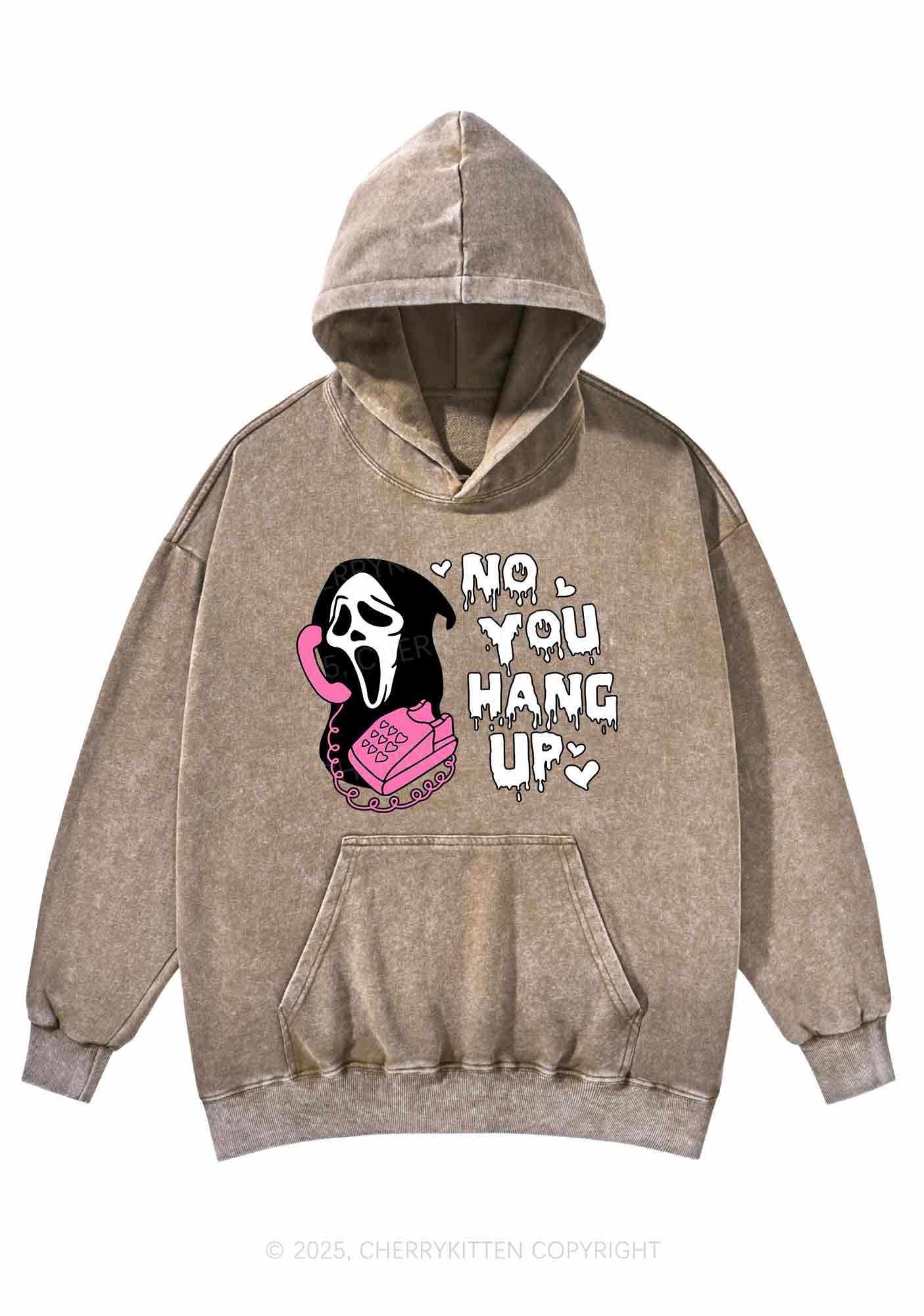 Halloween No You Hang Up Y2K Washed Hoodie Cherrykitten