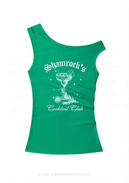 Shamrocks Coctail Club St Patricks Y2K Off Shoulder Tank Top Cherrykitten