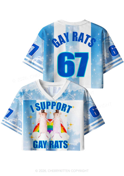 Support Gay Rats Pride Y2K Crop Sport Jersey Shirts Cherrykitten