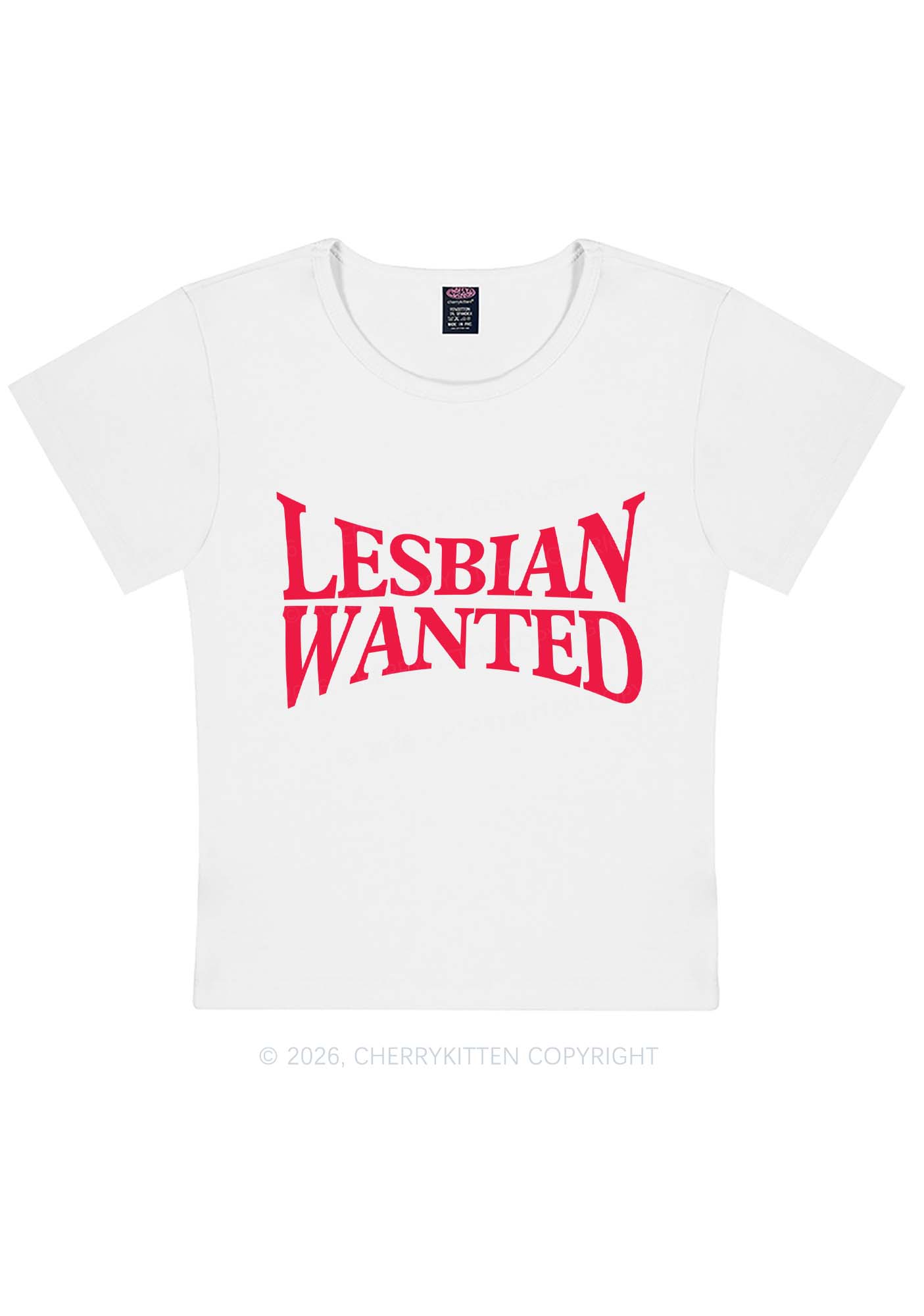 Lesbian Wanted Pride Y2K Baby Tee Cherrykitten