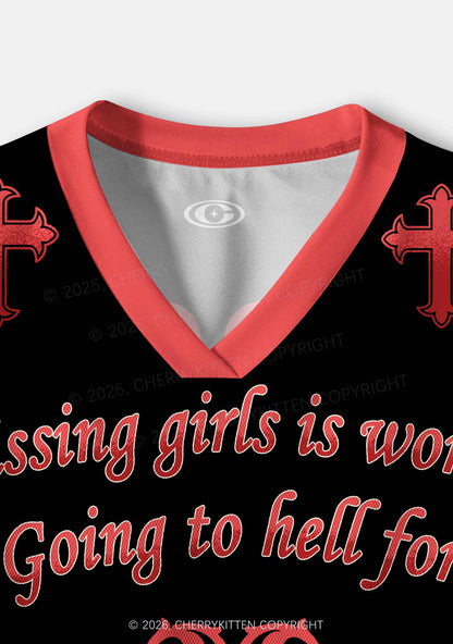 Kissing Girls Is Worth Pride Y2K Crop Sport Jersey Shirts Cherrykitten
