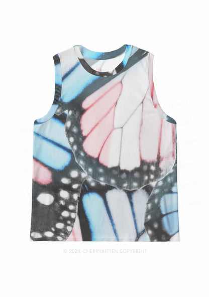 Trans Butterfly Wing Pride Y2K Mesh Muscle Tank Cherrykitten