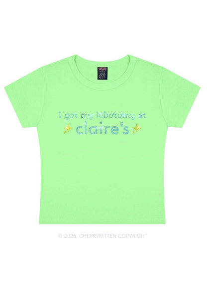Rhinestone I Got My Lobotomy At Claires Y2K Baby Tee Cherrykitten