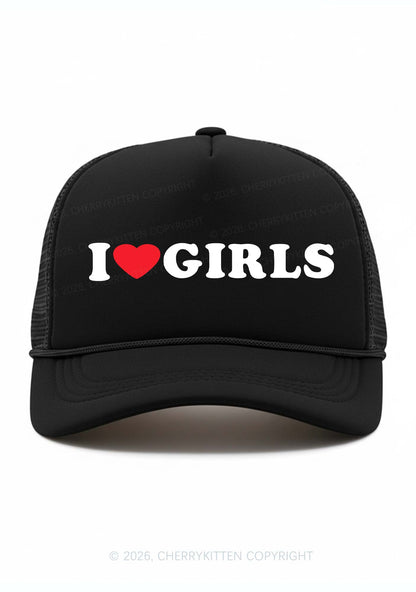I Love Girls Pride Y2K Trucker Hat Cherrykitten