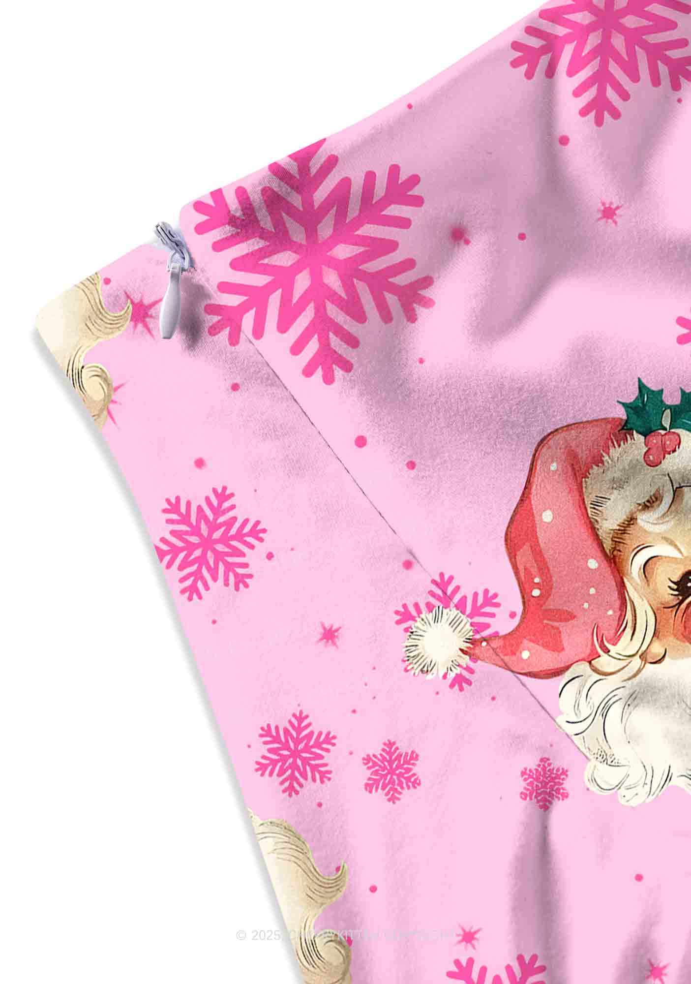 Christmas Pink Santa Y2K Print Mini Skirt Cherrykitten