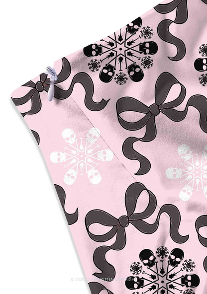 Christmas Bow Skull Snowflakes Y2K Print Mini Skirt Cherrykitten