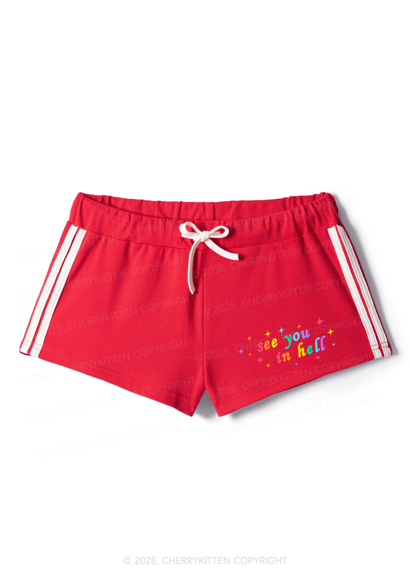 See You In Hell Pride Y2K Drawstring Mini Shorts Cherrykitten