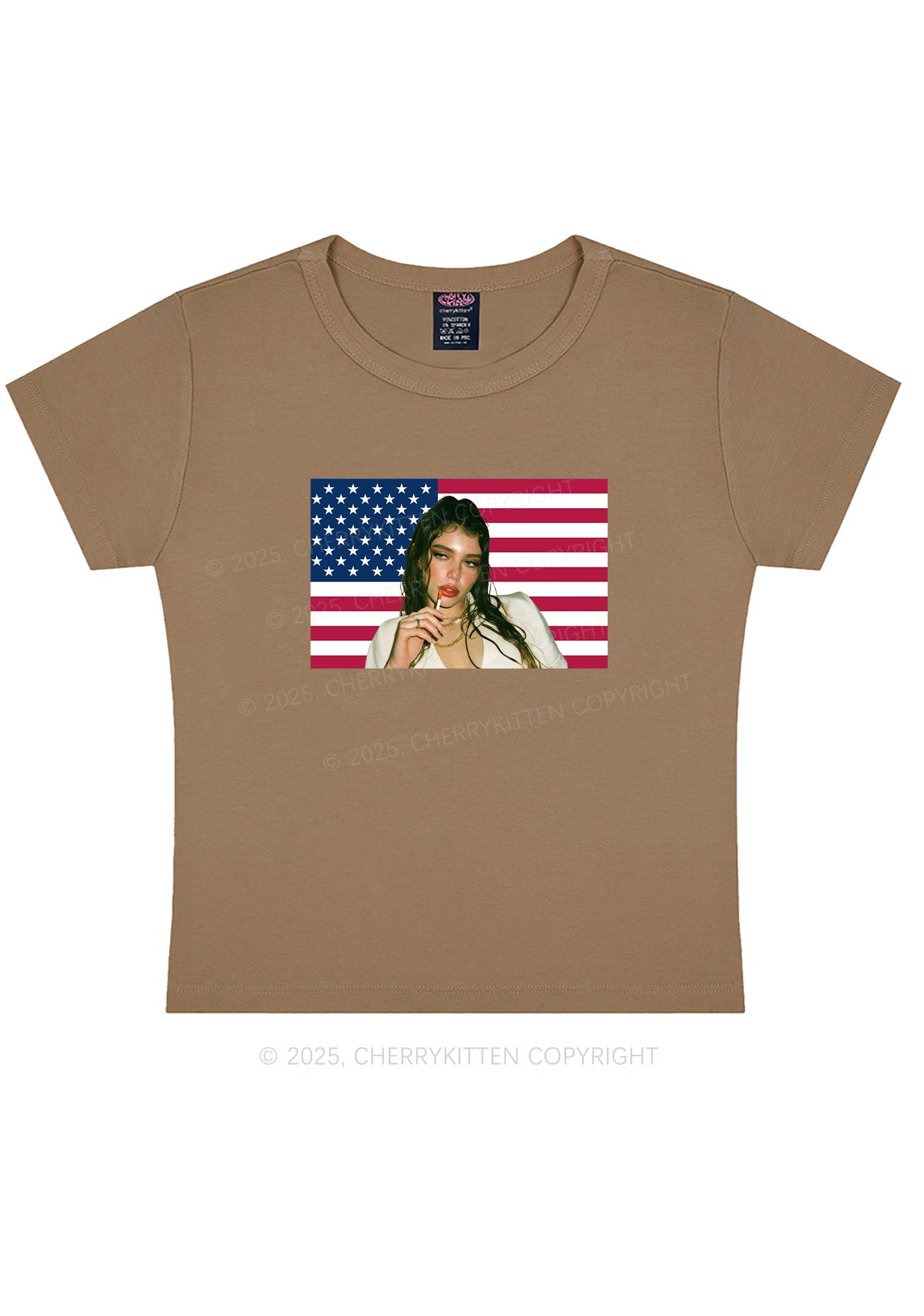 Custom Portrait Flag Y2K Baby Tee Cherrykitten
