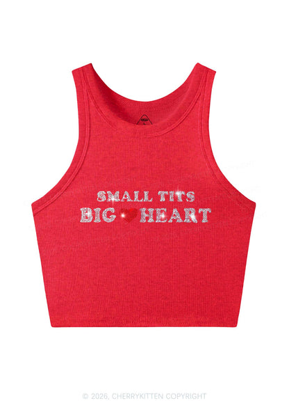 Rhinestone Big Heart Y2K Crop Tank Top Cherrykitten