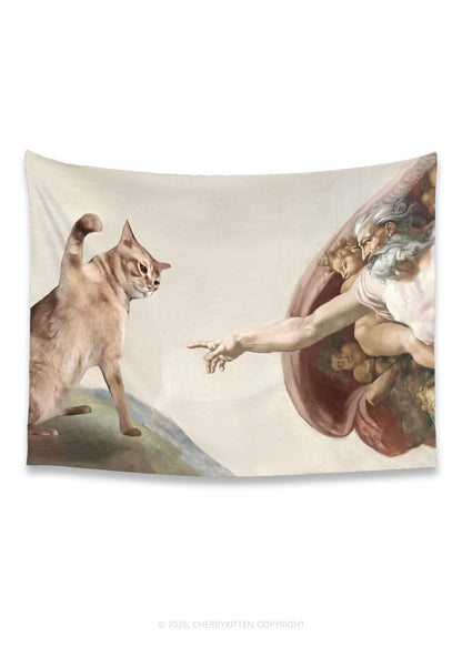 God Give Cat Flag Y2K Tapestry Cherrykitten
