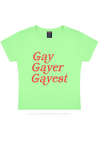 Gay Gayer Gayest Pride Y2K Baby Tee Cherrykitten