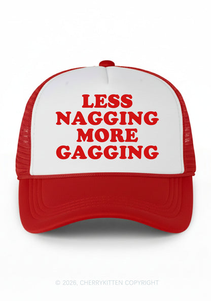 Less Nagging More Gagging Y2K Colorblock Trucker Hat Cherrykitten