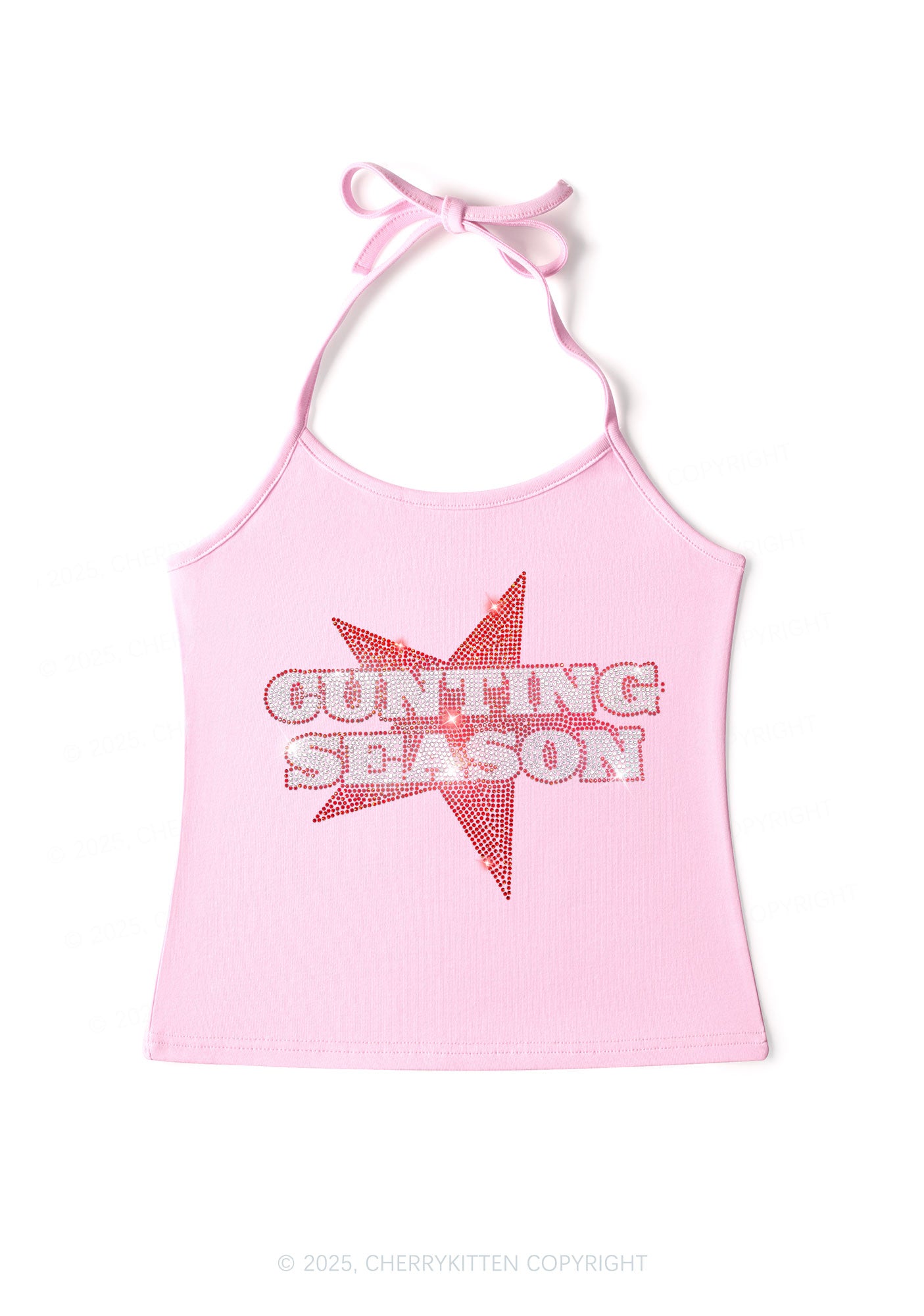 Rhinestone Cxxting Season Y2K Halter Neck Cami Cherrykitten