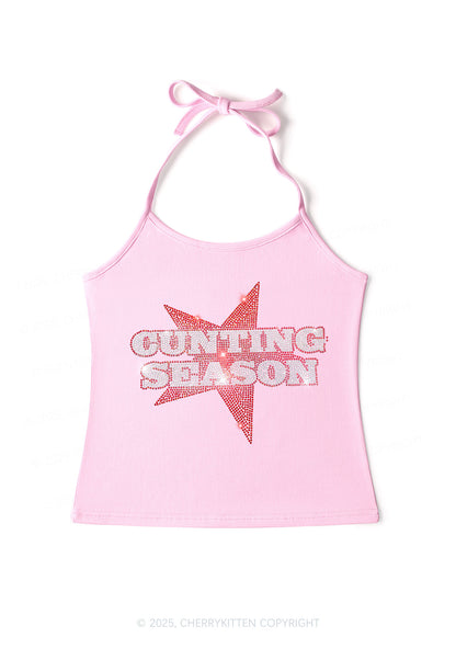 Rhinestone Cxxting Season Y2K Halter Neck Cami Cherrykitten