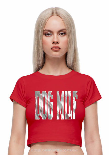 Dog Mxxf Silver Foil Printed Y2K Baby Tee Cherrykitten