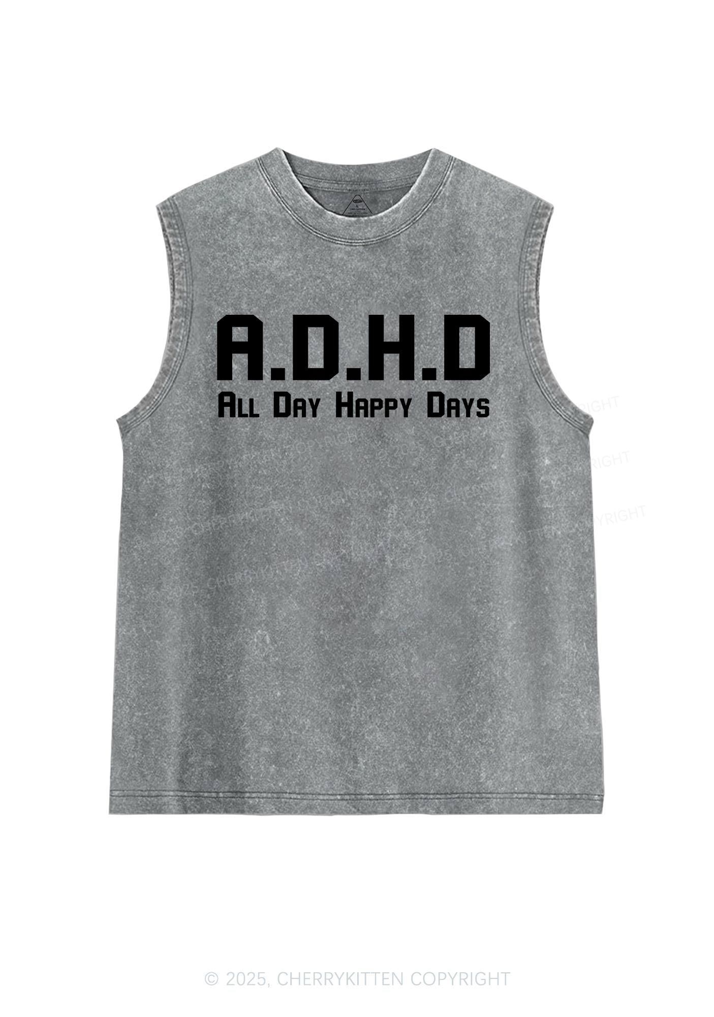 All Day Happy Days Y2K Washed Muscle Tank Cherrykitten