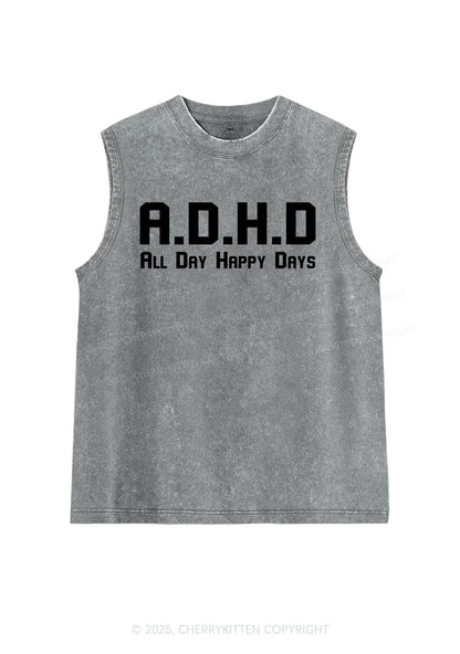 All Day Happy Days Y2K Washed Muscle Tank Cherrykitten