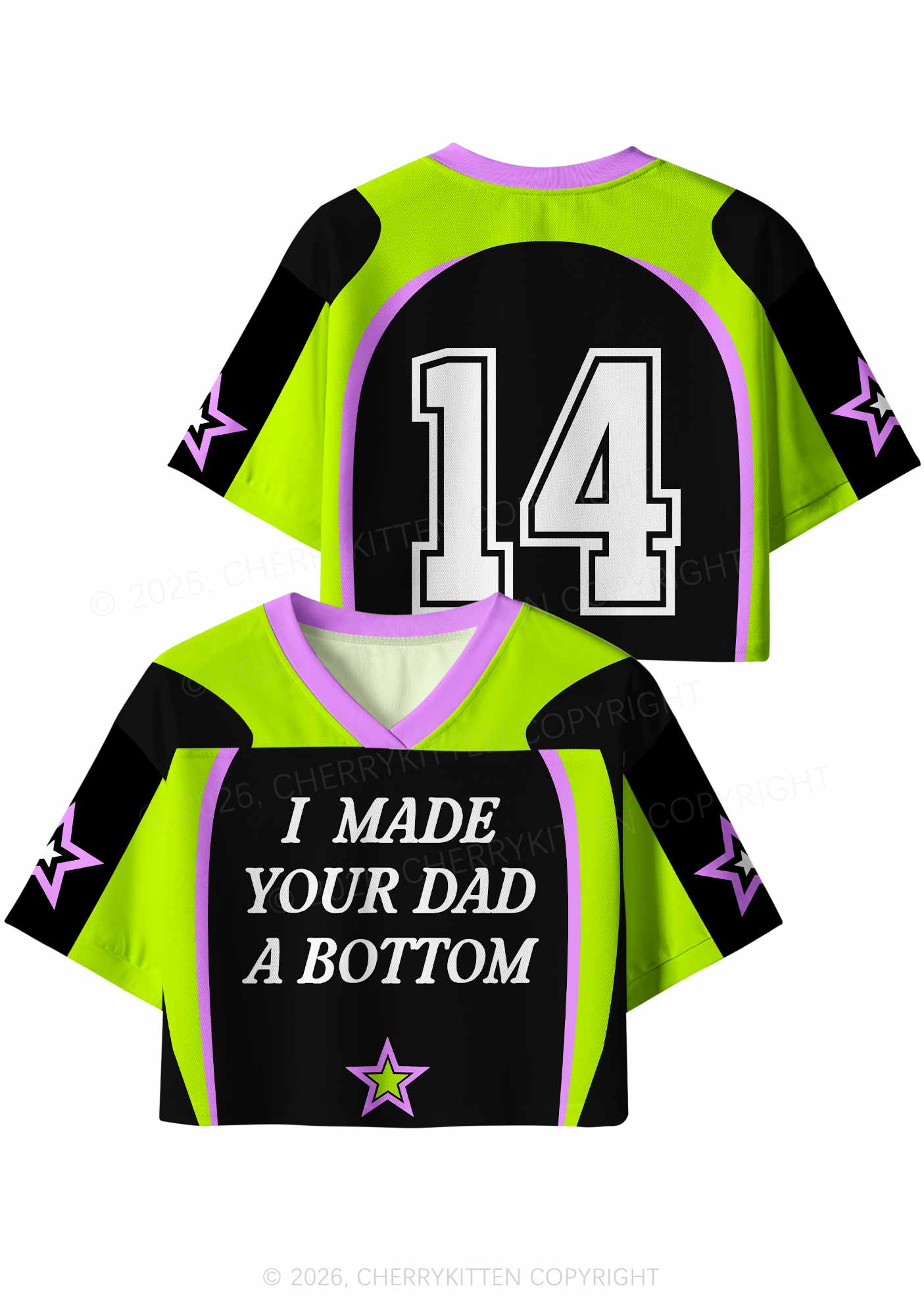 I Made Your Dad A Bottom Pride Y2K Crop Sport Jersey Shirts Cherrykitten