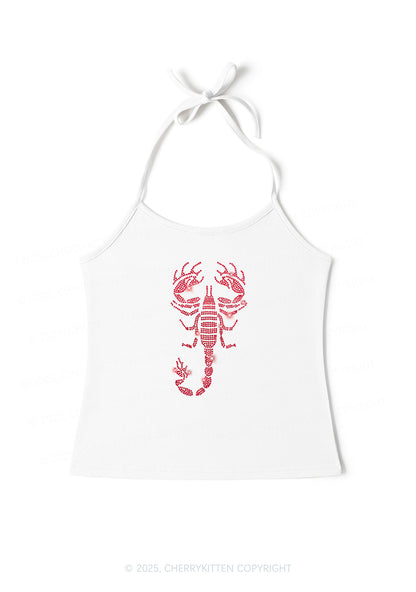 Rhinestone Red Scorpion Y2K Halter Neck Cami Cherrykitten