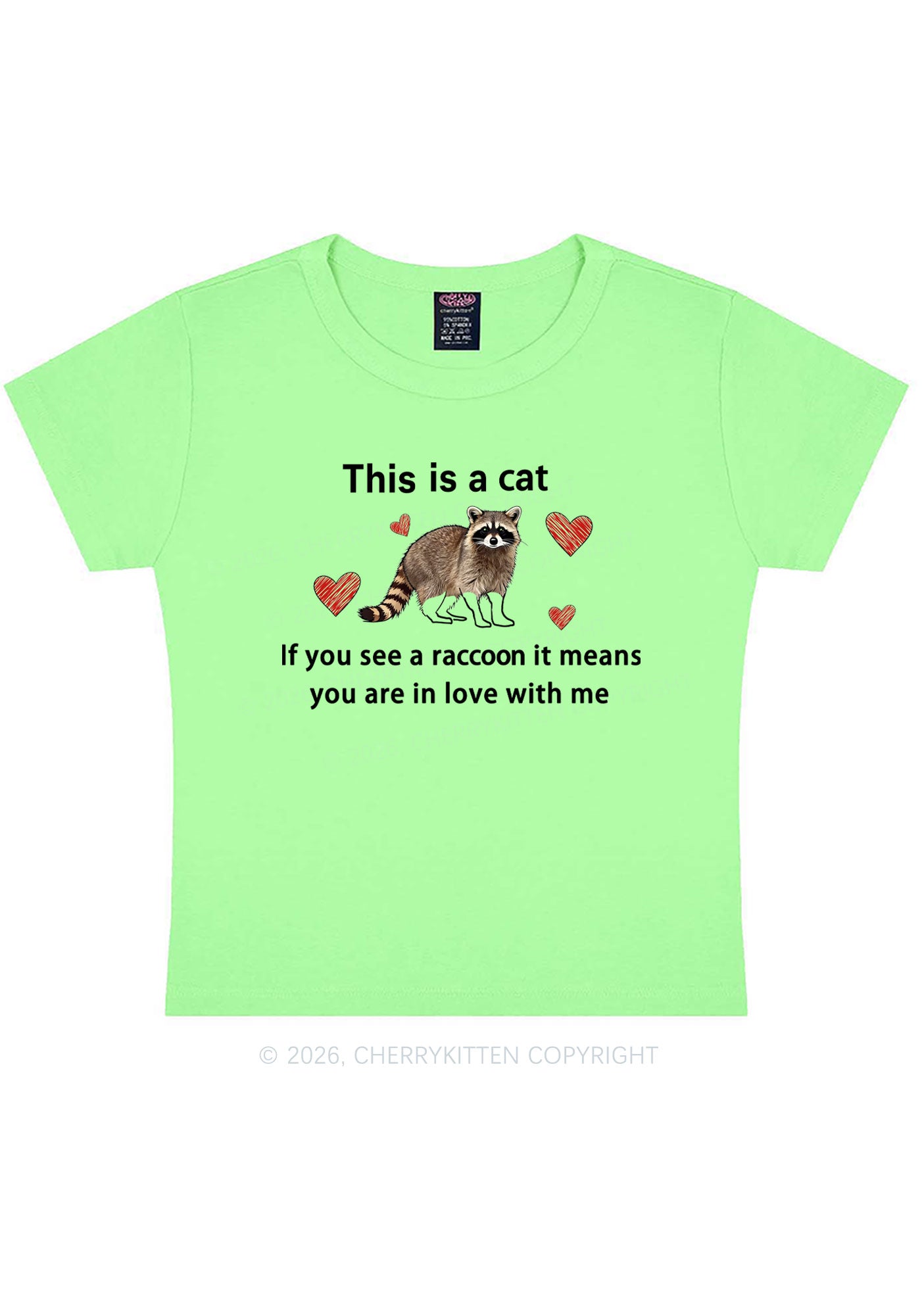 If You See A Raccoon Y2K Baby Tee Cherrykitten
