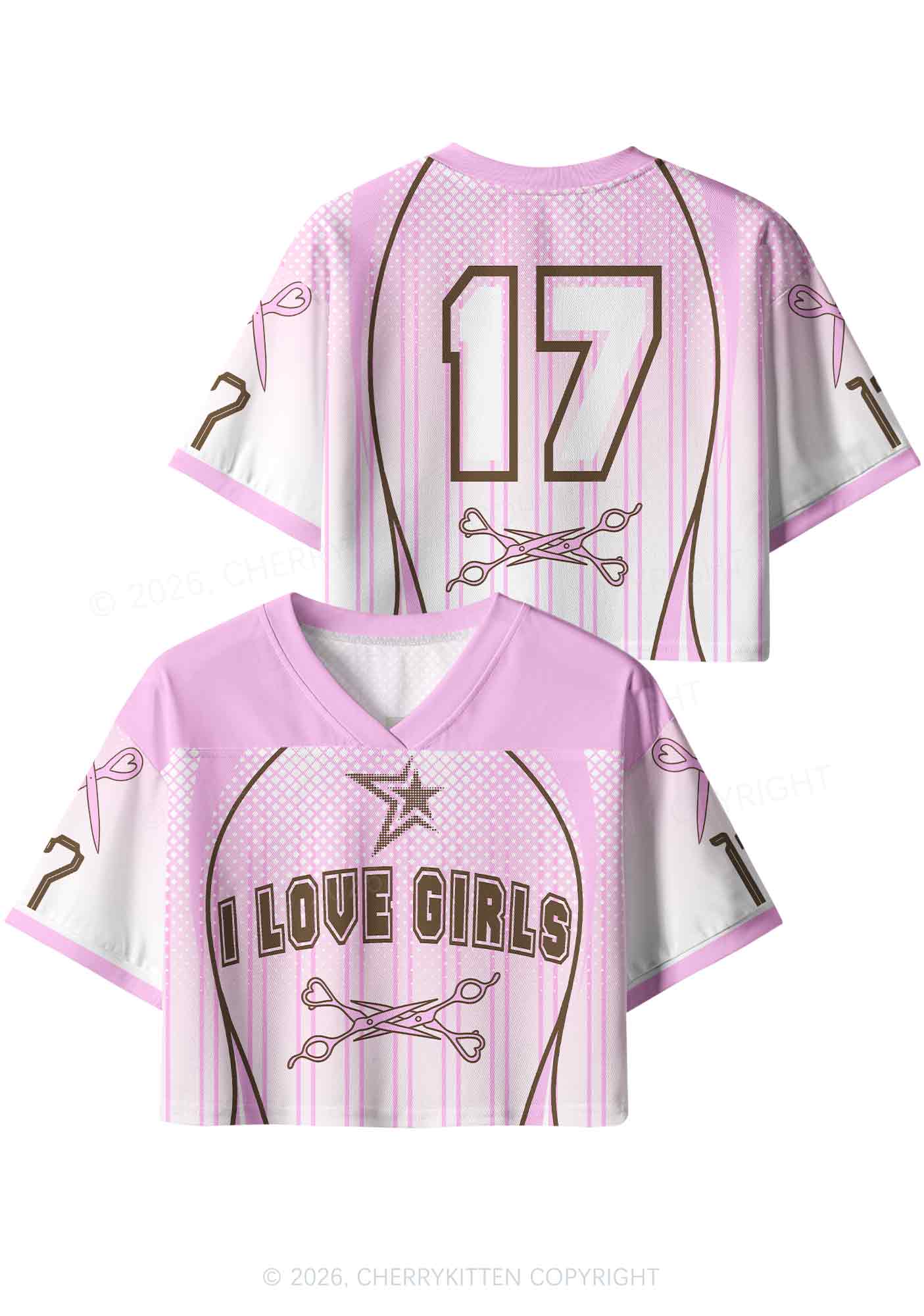 I Love Girls Scissors Pride Y2K Crop Sport Jersey Shirts Cherrykitten
