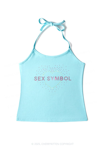 Rhinestone Sx Symbol Y2K Halter Neck Cami Cherrykitten