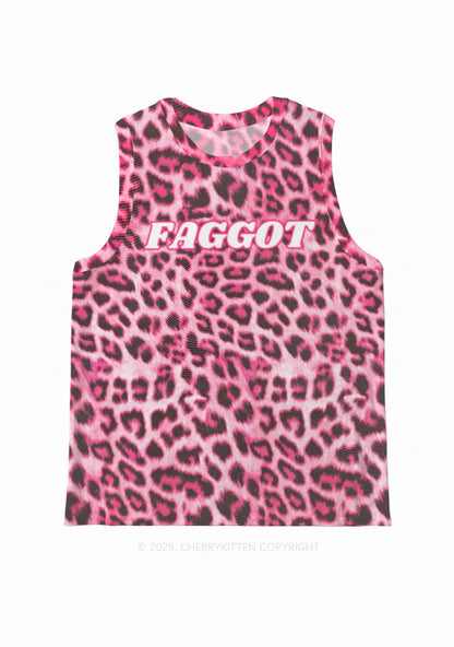 Pink Leopard Faggot Pride Y2K Mesh Muscle Tank Cherrykitten