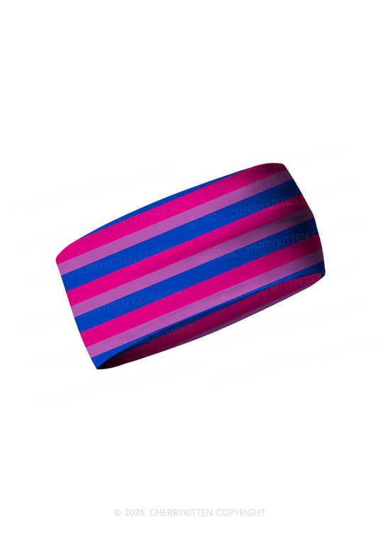Bisexual Flag Stripe Pride Y2K Print Headband Cherrykitten