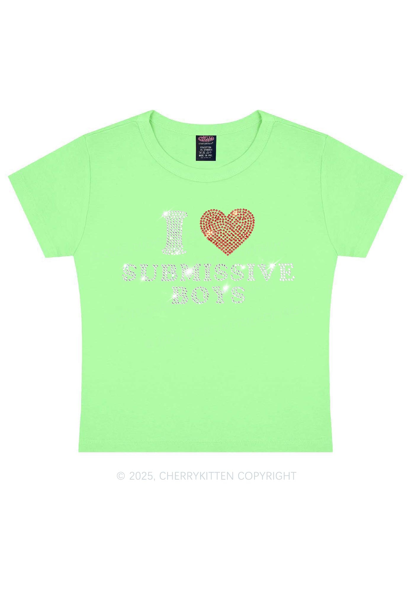 Rhinestone I Love S Boys Y2K Baby Tee Cherrykitten
