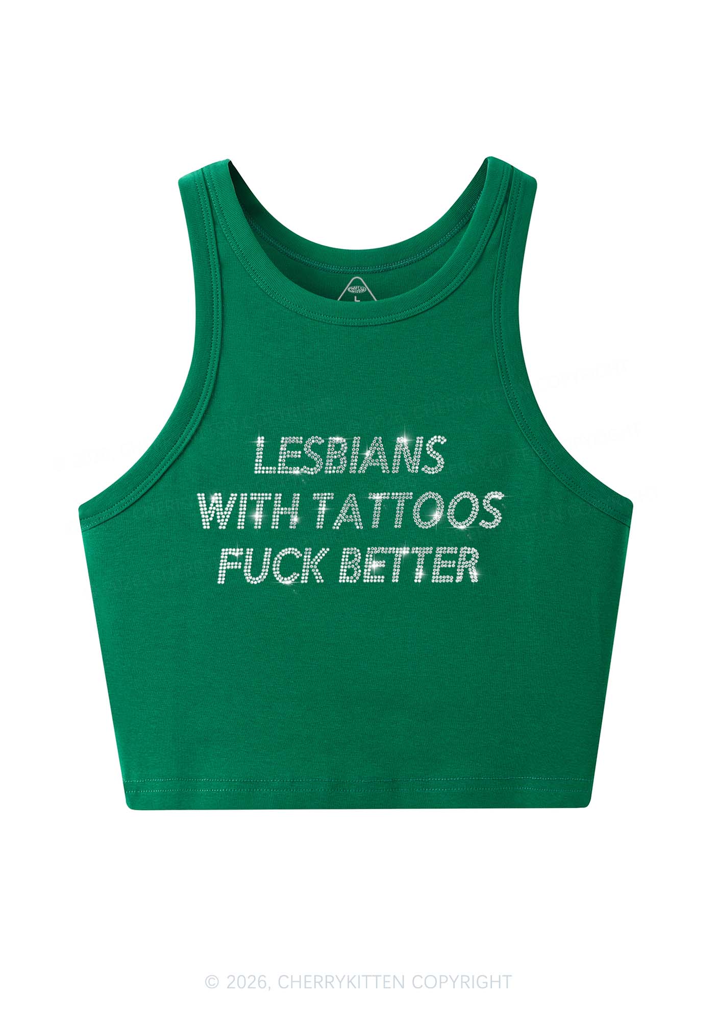Rhinestone Lesbians With Tattoos Fxxk Better Pride Y2K Crop Tank Top Cherrykitten